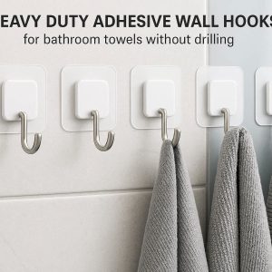 17 Heavy Duty Adhesive Wall Hooks For Bathroom Towels Without Drilling For Tile And Glass Surfaces