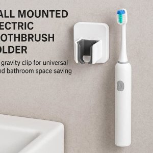 25 Wall Mounted Electric Toothbrush Holder With Gravity Clip For Universal Fit And Bathroom Space Saving