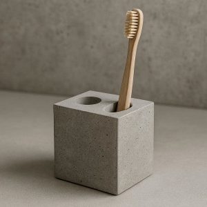 27 Modern Concrete Toothbrush Holder With Minimalist Drainage Hole For Industrial Style Bathroom Decor