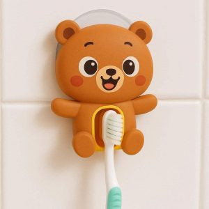 30 Cute Cartoon Animal Toothbrush Holder For Kids With Strong Suction Cup For Fun Morning Routine