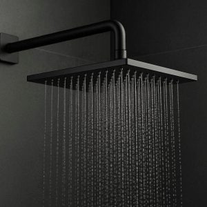 6 Luxury Matte Black Rainfall Shower Head With Thin Profile Design For Modern Bathroom Aesthetics