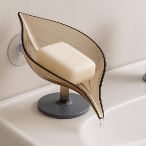 9 Self Draining Leaf Shape Soap Holder With Suction Cup Base For Bathroom Sink And Shower Keep Soap Dry